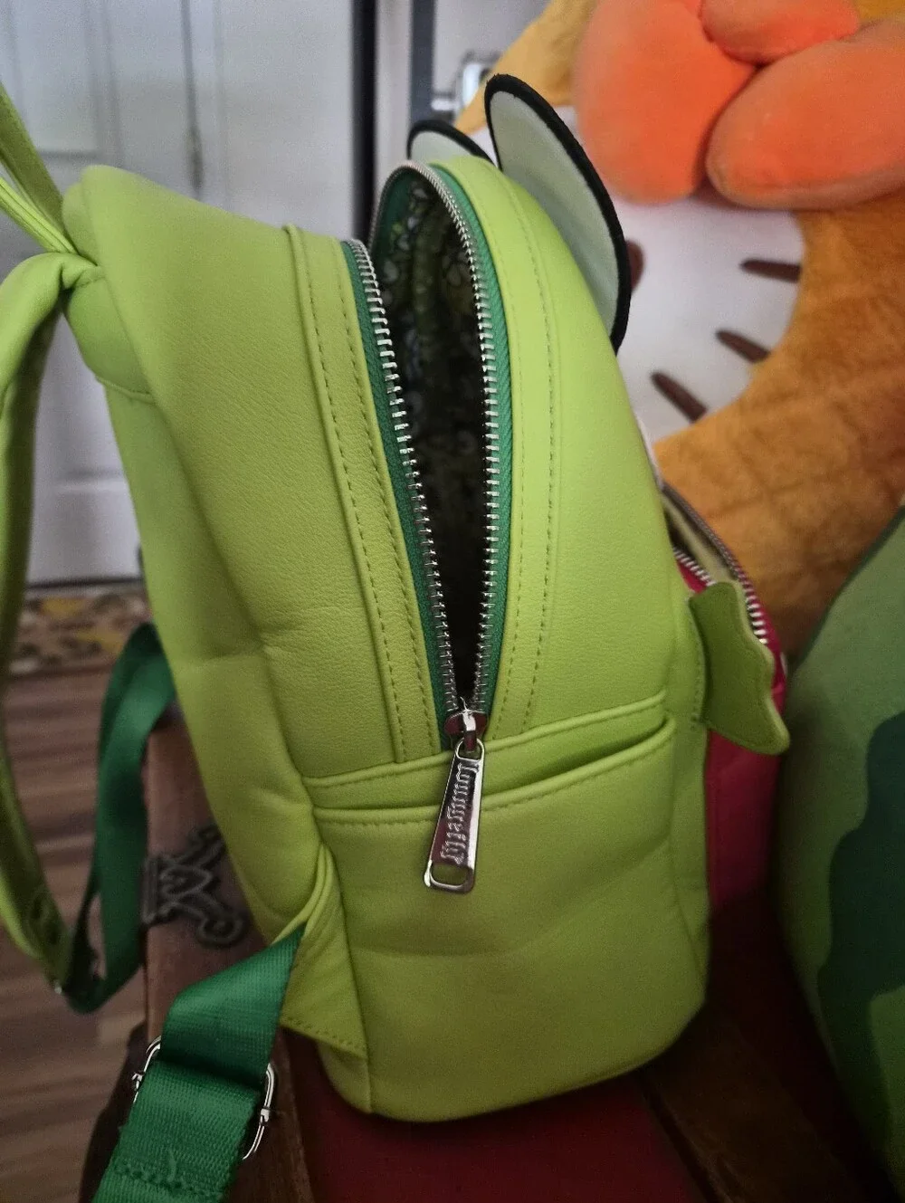 Sanrio Keroppi Loungefly Backpack with Pink & White Striped Pocket